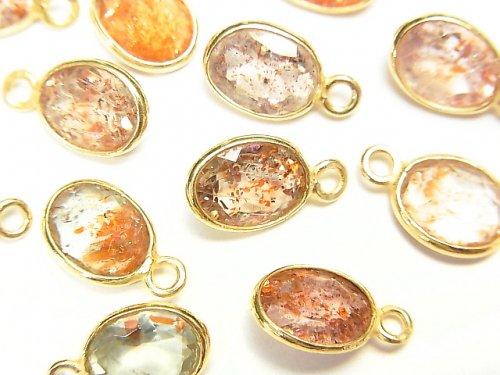 [Video] High Quality Multicolor Sunstone AAA Bezel Setting Oval Faceted 9x7mm [One Side] 18KGP 5pcs