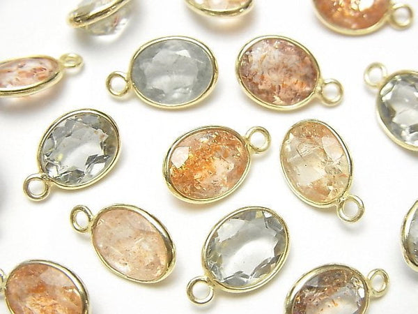 [Video] High Quality Multicolor Sunstone AAA Bezel Setting Oval Faceted 10x8mm 18KGP 5pcs