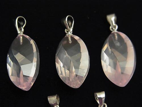 High Quality MadagascarRose Quartz AAA-Twist Faceted Marquise 21x12x10mm Pendant
