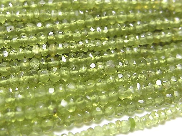 [Video] High Quality Idocrase Vesuvianite AAA Faceted Button Roundel 1strand beads (aprx.13inch / 33cm)