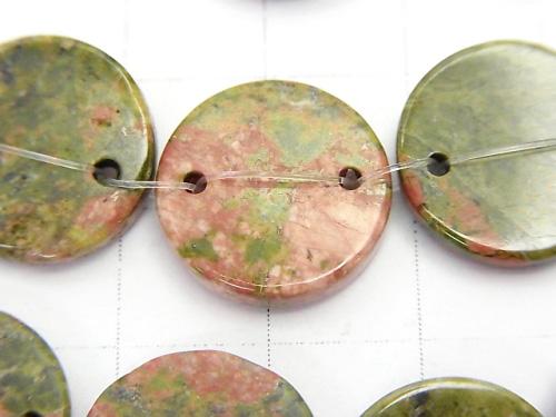 Unakite (Unakite) 2 holes Flat Coin [15mm] [20mm] half or 1strand (aprx. 15inch / 36cm)