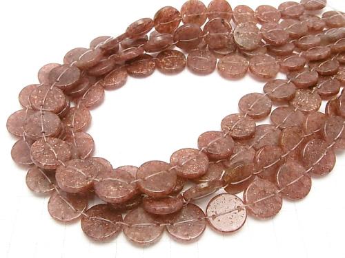 Moscovite 2 holes Flat Coin [15mm] [20mm] half or 1strand (aprx. 15inch / 36cm)
