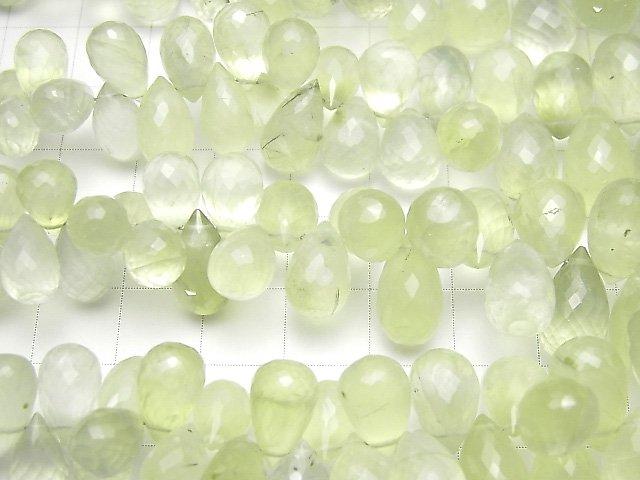 [Video] High Quality Prehnite AAA- Drop Faceted Briolette half or 1strand beads (aprx.7inch / 18cm)