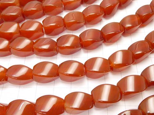 1strand $7.79! Red Agate 4Faceted Twist Faceted Rice 13x10x10mm 1strand (aprx.14inch / 35cm)