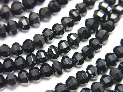 Diamond Cut! Black Spinel AAA Semi Faceted Round 4mm 1/4 or 1strand (aprx.15inch / 38cm)