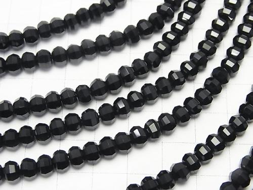 Diamond Cut! Black Spinel AAA Semi Faceted Round 6mm 1/4 or 1strand (aprx.15inch / 38cm)