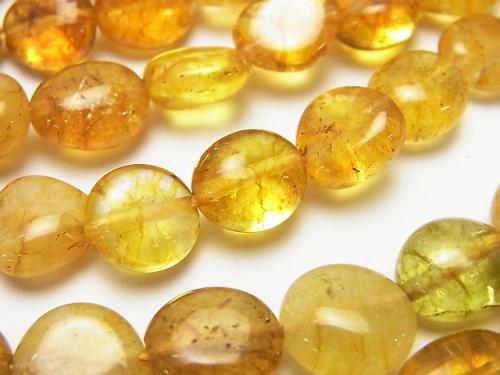 1strand $6.79! Yellow color Cracked Crystal Flat Nugget 1strand (aprx.15inch / 38cm)