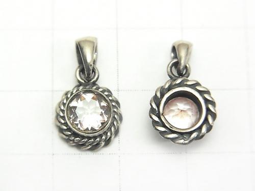 High Quality Morganite AAA Round  Faceted  Pendant 9x9x4mm Silver925