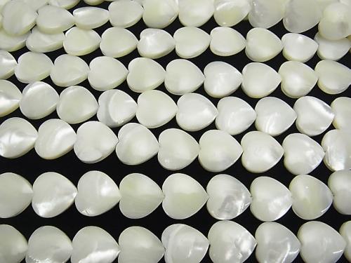 [Video] Mother of Pearl MOP White Vertical Hole Heart Shape 15x15x4mm 1strand beads (aprx.15inch / 36cm)
