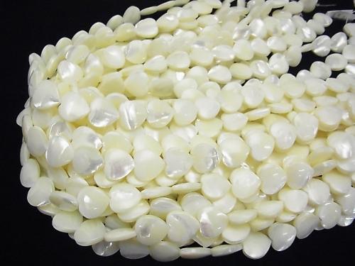 [Video] Mother of Pearl MOP White Vertical Hole Heart Shape 15x15x4mm 1strand beads (aprx.15inch / 36cm)