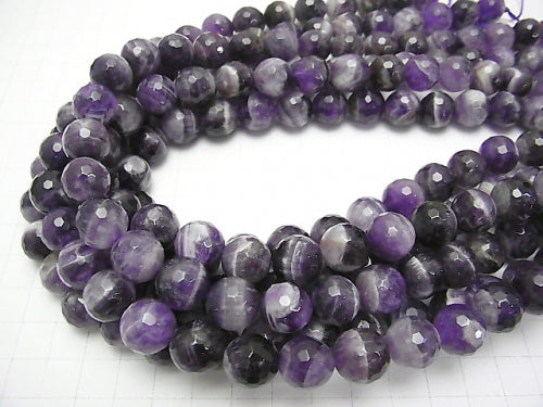 Striped Amethyst 128Faceted Round 12mm half or 1strand (aprx.15inch / 37cm)