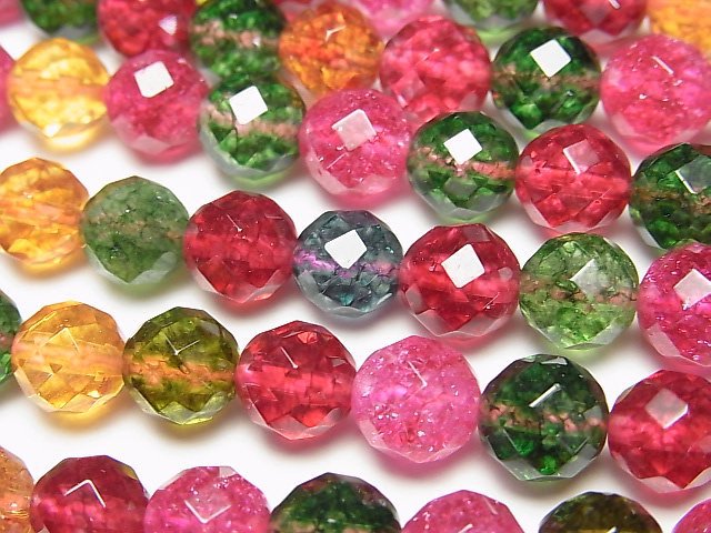 [Video] Multi-color Crystal 64Faceted Round 8mm half or 1strand beads (aprx.15inch/37cm)