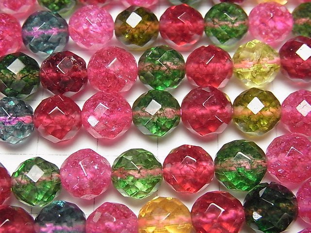[Video] Multi-color Crystal 64Faceted Round 8mm half or 1strand beads (aprx.15inch/37cm)