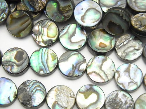 [Video]Abalone Shell Coin 10x10x3.5mm half or 1strand beads (aprx.15inch/37cm)