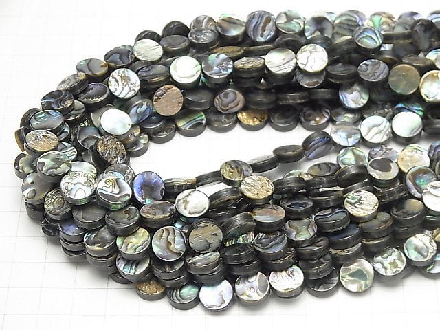 [Video]Abalone Shell Coin 10x10x3.5mm half or 1strand beads (aprx.15inch/37cm)