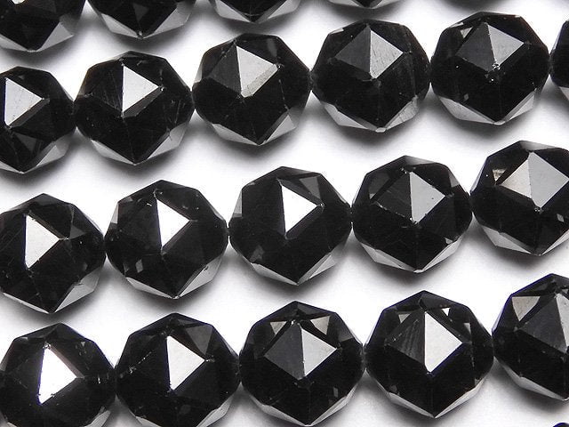 [Video]High Quality! Black Spinel AAA Star Faceted Round 10mm half or 1strand beads (aprx.15inch/37cm)