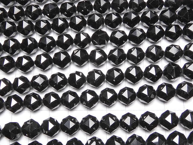 [Video]High Quality! Black Spinel AAA Star Faceted Round 10mm half or 1strand beads (aprx.15inch/37cm)