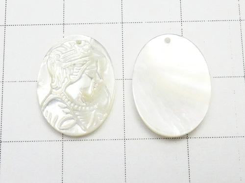High Quality White Shell (Silver-lip Oyster) AAA Carving Oval 16x12x2mm 1pc!