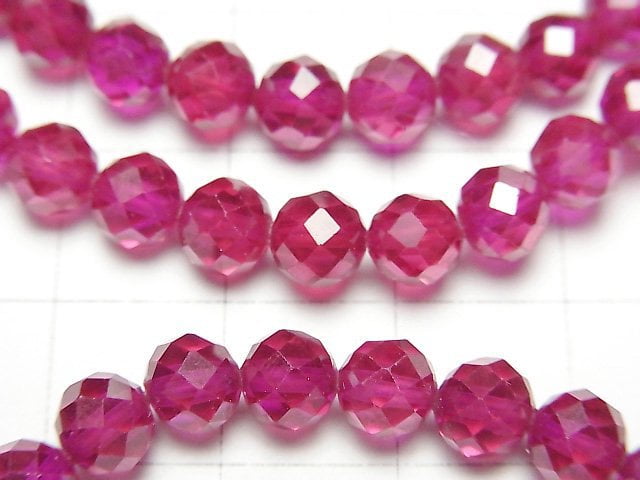 [Video] High Quality! Synthetic Ruby AAA 64Faceted Round 6mm Bracelet