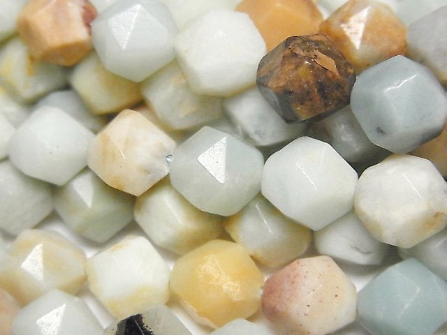 Mix Amazonite 20Faceted Round 10mm 1strand beads (aprx.15inch / 36cm)