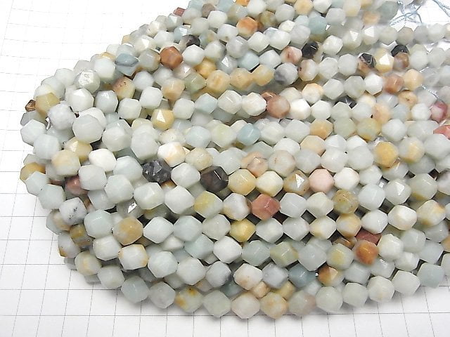 Mix Amazonite 20Faceted Round 10mm 1strand beads (aprx.15inch / 36cm)