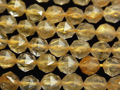 Diamond Cut! Rutilated Quartz AAA Star Faceted Round 8mm 1/4 or 1strand (aprx.15inch / 37cm)
