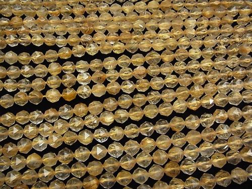 Diamond Cut! Rutilated Quartz AAA Star Faceted Round 8mm 1/4 or 1strand (aprx.15inch / 37cm)