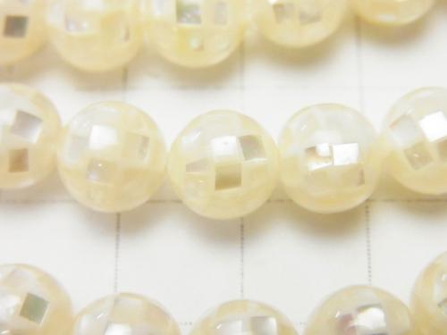 Mosaic Shell White Round 8mm 1/4 or 1strand (aprx.15inch / 36cm)
