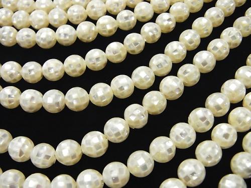 Mosaic Shell White Round 8mm 1/4 or 1strand (aprx.15inch / 36cm)