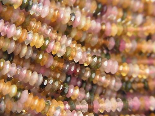 1strand $12.99! Multicolor Tourmaline AA ++ Faceted Button Roundel 3x3x1.2mm 1strand (aprx.13inch / 32cm)