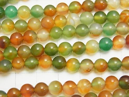 1strand $5.79! Green x Red Color Chalcedony Round 6mm 1strand (aprx.15inch / 36cm)