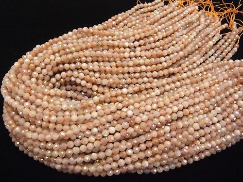 High Quality! 1strand $8.79! Orange Moon Stone AA ++ Faceted Round 4.5mm Coating 1strand (aprx.15inch / 38cm)