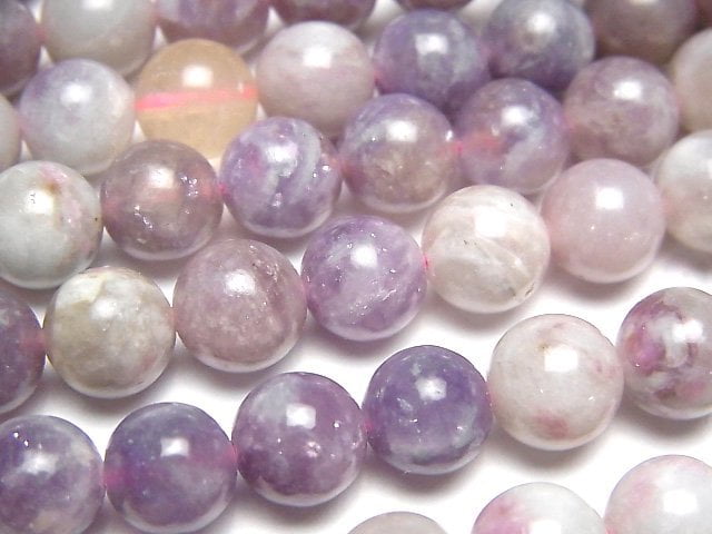 Lepidolite with Pink Tourmaline AA++ Round 8mm 1strand beads (aprx.15inch/36cm)
