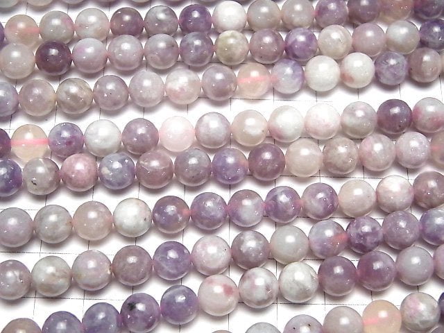 Lepidolite with Pink Tourmaline AA++ Round 8mm 1strand beads (aprx.15inch/36cm)