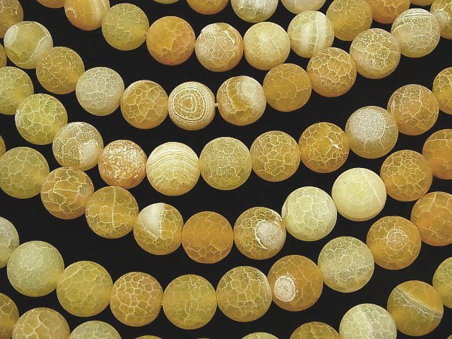1strand $6.79! Frosted Yellow Color Agate Round 12mm Antique Finish 1strand beads (aprx.14inch / 35cm)