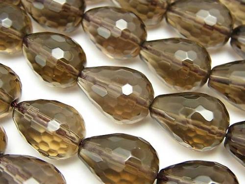 Smoky Crystal Quartz AAA Vertical Hole Faceted Drop 18x13x13mm half or 1strand (aprx.14inch/35cm)