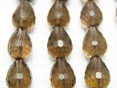 Smoky Crystal Quartz AAA Vertical Hole Faceted Drop 18x13x13mm half or 1strand (aprx.14inch/35cm)