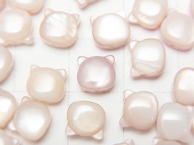 [Video]Pink Shell AAA cat motif 7x6mm [Drilled Hole] 1pc