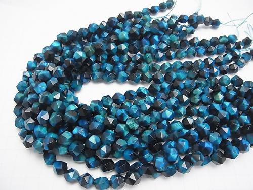 1strand $11.79! Blue Green Color Tiger Eye AA + 20 Faceted Round 10mm 1strand (aprx.15inch / 36cm)