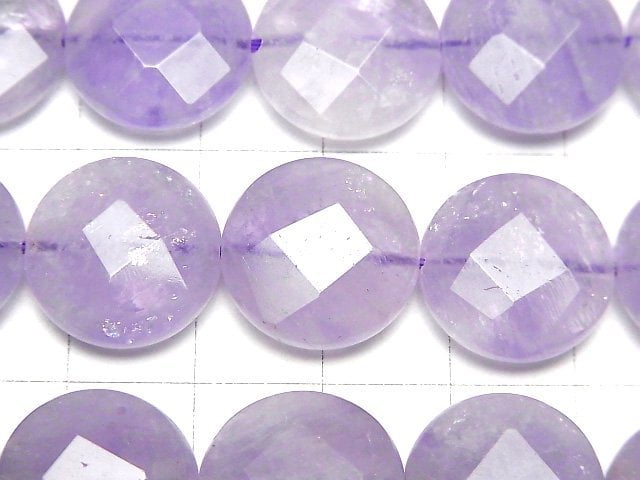 [Video] Lavender Amethyst AA++ Faceted Coin 16x16x7mm half or 1strand beads (aprx.15inch/37cm)