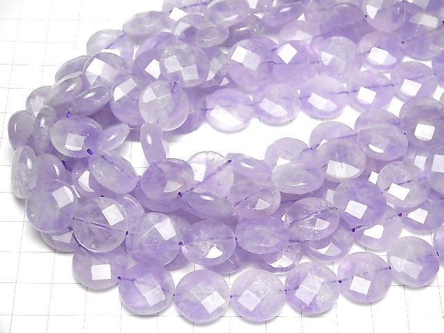 [Video] Lavender Amethyst AA++ Faceted Coin 16x16x7mm half or 1strand beads (aprx.15inch/37cm)