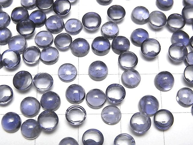[Video] High Quality Iolite AAA Round  Cabochon 5x5mm 5pcs