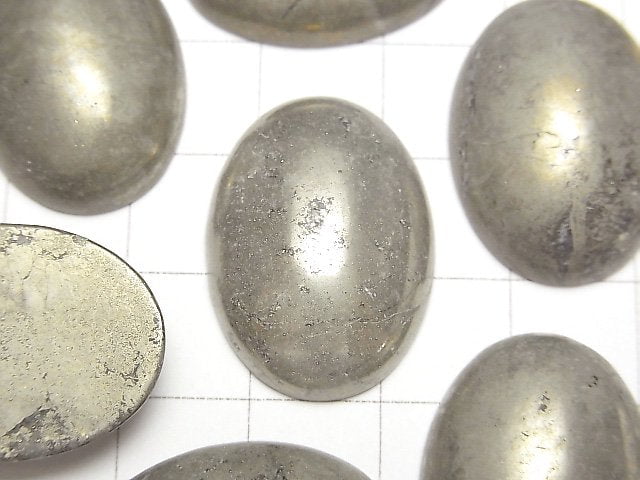 [Video] Pyrite Oval Cabochon 25x18mm 2pcs