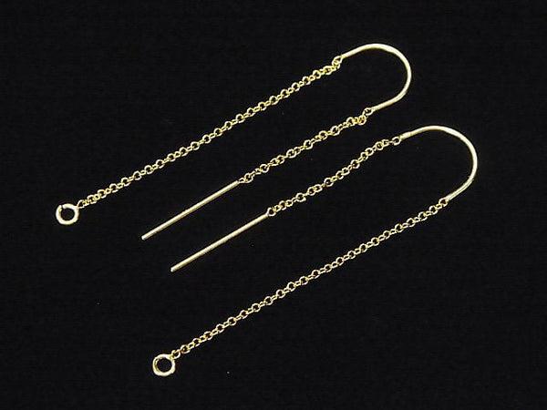 14KGF American Threader Earrings Cable U-shaped Post Cable Chain 1pair