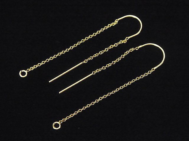 14KGF American Threader Earrings Cable U-shaped Post Cable Chain 1pair