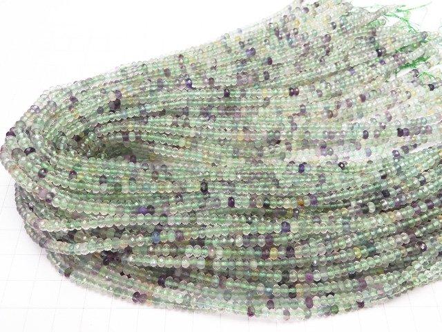 1strand $9.79! High Quality! Multicolor Fluorite AAA-Roundel 4x4x3mm half or 1strand beads (aprx.15inch / 38cm)