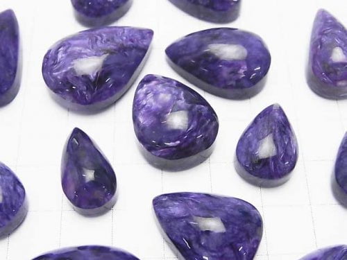 [Video] High Quality Charoite AAA Pear shape Cabochon Size Mix 3pcs