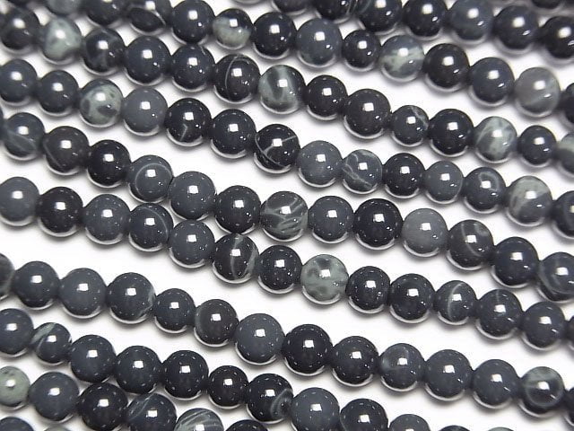 [Video] Spider Web Obsidian Round 4mm 1strand beads (aprx.15inch/38cm)