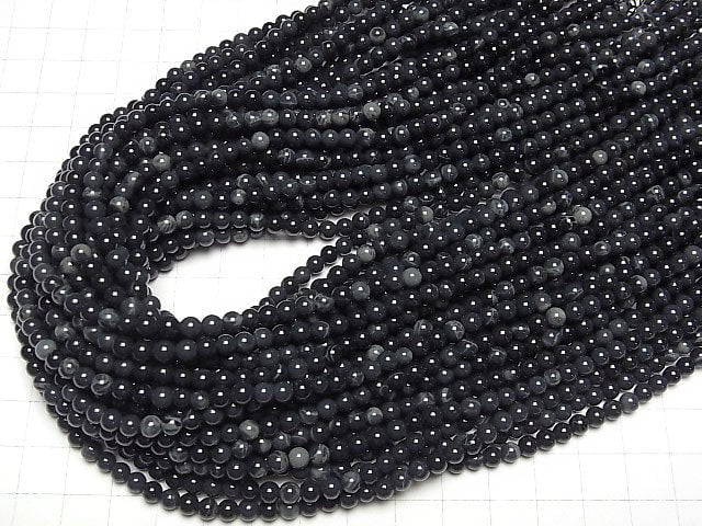 [Video] Spider Web Obsidian Round 4mm 1strand beads (aprx.15inch/38cm)