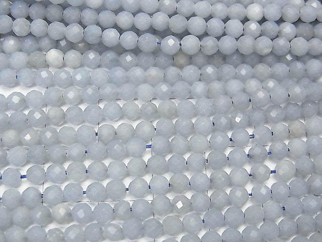 High Quality!  Angelite AA Faceted Round 4mm  1strand beads (aprx.15inch/37cm)